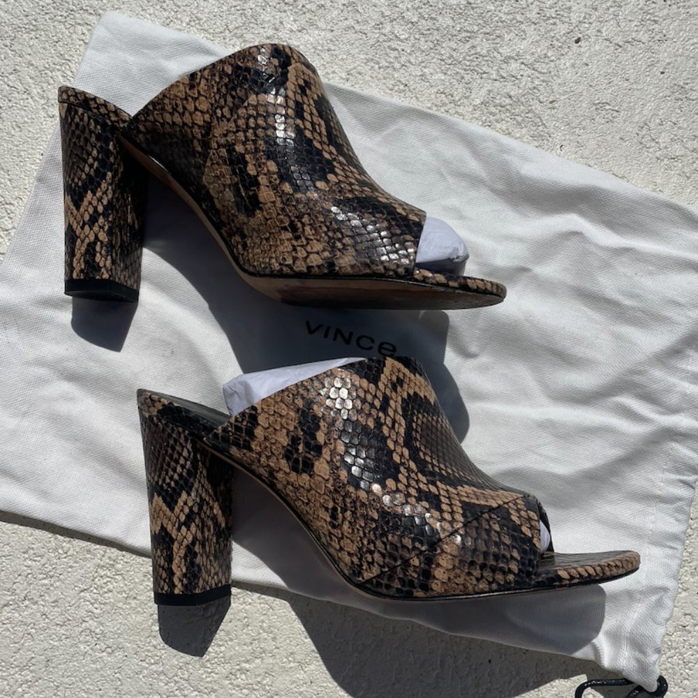 VINCE MULE-Heath Snakeskin Senegal slide